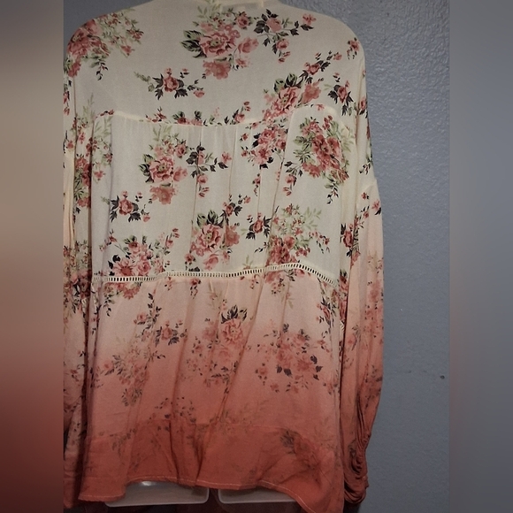 Cream and Pink Ruched Wrap Blouse - Picture 4 of 5